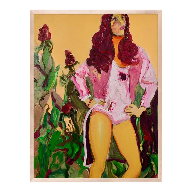 Moroccan Rose by Rhiannon Salisbury in Maple Frame, Small Art Print For Sale