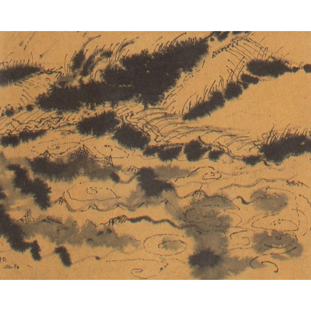Abstract 1956 Landscape Ink Painting by James Doversberger For Sale - Image 3 of 9
