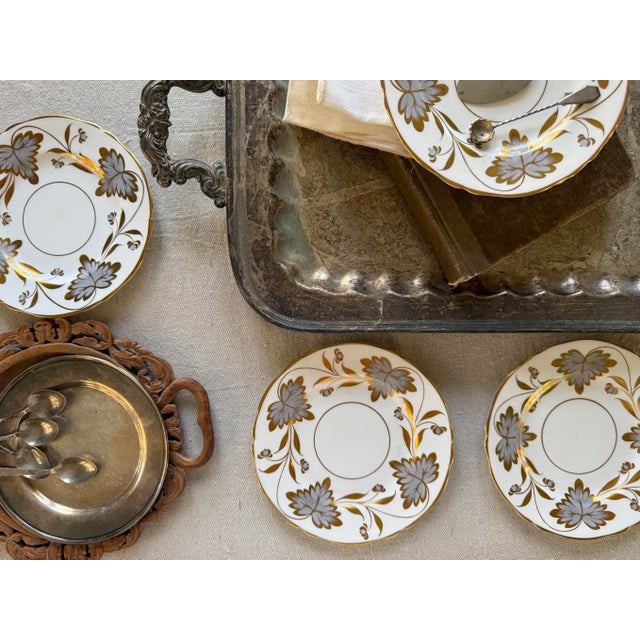 Gray Antique Grosvenor Rosslyn Bread Plates Set of Five 6.5 Inch English Bone China For Sale - Image 8 of 9