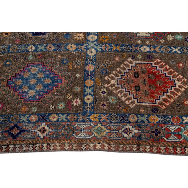 1960s Vintage Distressed Handmade All Over Brown Wool Rug For Sale - Image 5 of 9