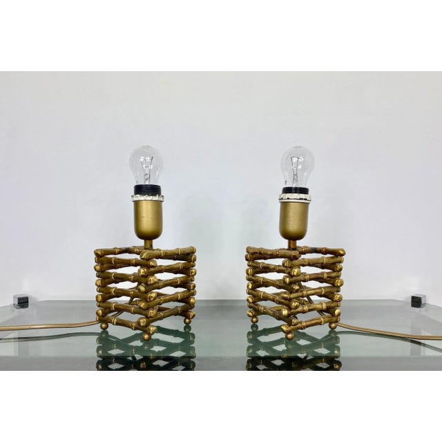 Faux Bamboo & Brass Table Lamp, Italy, 1960s For Sale - Image 3 of 12