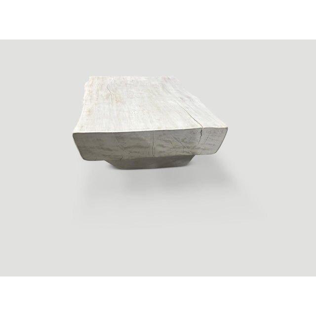 Andrianna Shamaris Low Minimalist White Washed Coffee Table For Sale In New York - Image 6 of 6
