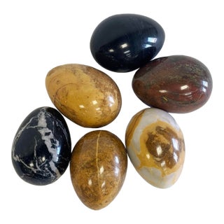 Vintage Polished Stone Eggs, Set of 6 For Sale