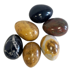 Vintage Polished Stone Eggs, Set of 6
