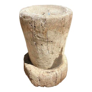 Large Mexican Huastec Primitive Hand Hewn Log Coffee Mortar For Sale