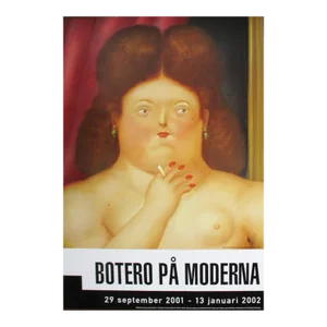 2001 Fernando Botero 'Woman Smoking' Contemporary Brown & Red Sweden Offset Lithograph