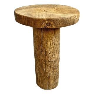 Vintage Rustic Log Round Side Table For Sale