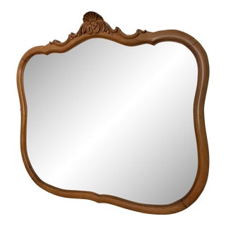 Vintage Early 20th Century Large Beveled Maple Wall Dresser Mirror For Sale