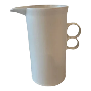 Vintage Bennington Potters Tall White Trigger Handle Pitcher