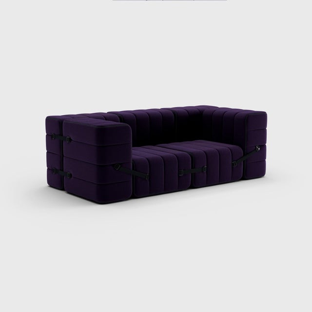 Two-Seater Modular Sofa with Armrests in Jet Fabric by Ambivalenz, Set of 7 For Sale - Image 10 of 18