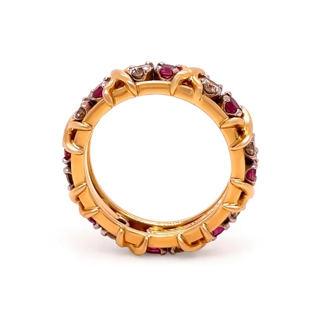 Tiffany and Co. Tiffany & Co. Platinum Schlumberger Diamond & Sapphire Ring 1.34ct 7.1g, Size 5.5 For Sale - Image 4 of 9
