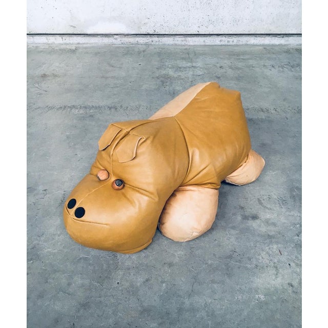 Leather Hippo Hippopotamus Footstool, 1970s For Sale - Image 14 of 16