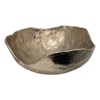 Austin Art Sculptural Silver Aluminum Bowl With Organic Edge For Sale