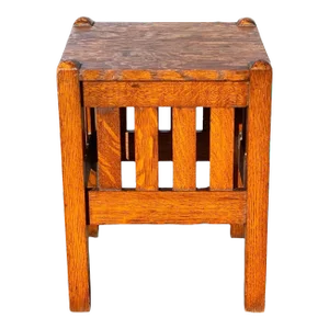 Early 20th Century Antique Arts & Crafts Oak Slatted Tabourette