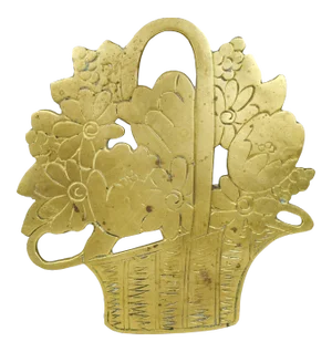 Vintage Omnibus Solid Brass Flower Basket Hot Dish Trivet