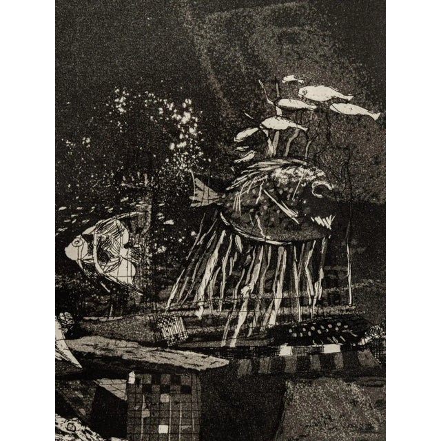 Wolfgang Werkmeister, Under Water, 1971, Black & White Etching on Paper, Framed For Sale - Image 4 of 10