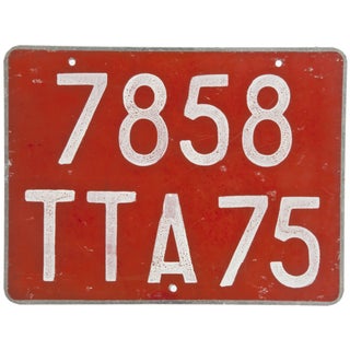 Red French Automobile License Plate For Sale