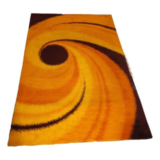 Wool Rug in Orange & Brown by Reichel, Germany, 1970s For Sale
