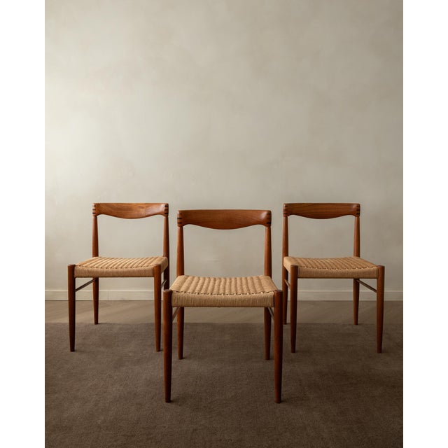 A beautifully refined set of three vintage dining chairs by henry walter klein for bramin møbler, made in denmark and...