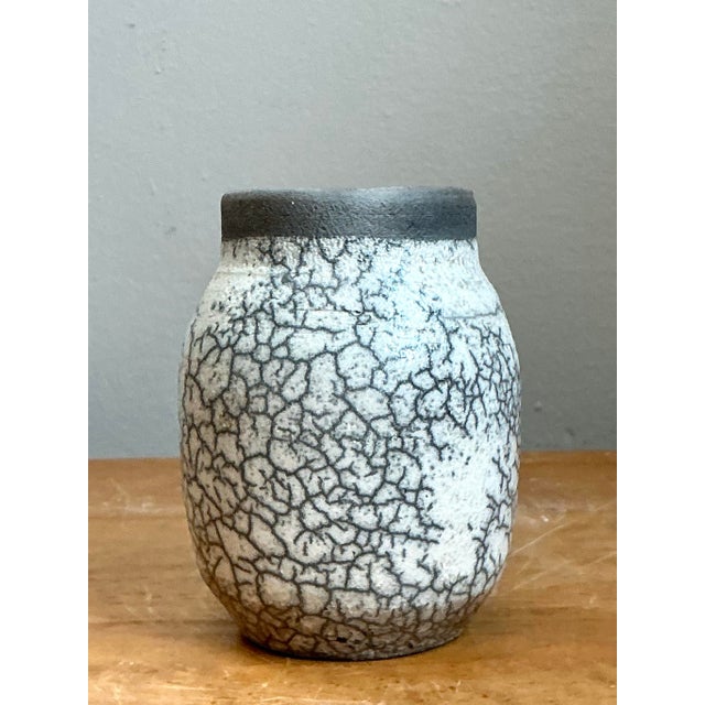 Vintage Crackle Glazed Ceramic Vase For Sale - Image 11 of 12