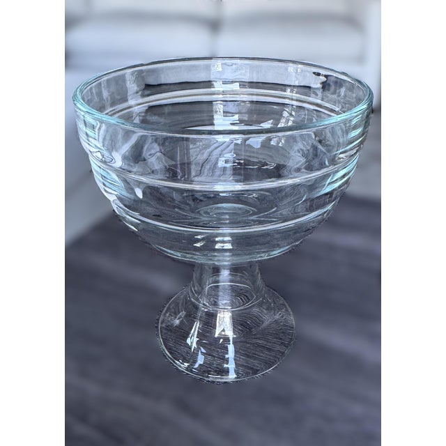 Transparent Late 20th Century Art Deco Clear Glass Trifle Pedestal Bowl For Sale - Image 8 of 9