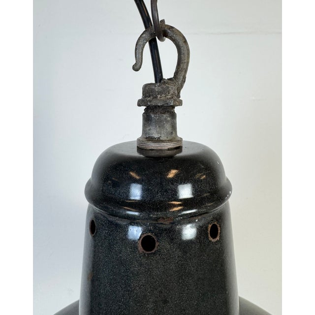 1960s Industrial French Dark Grey Enamel Factory Pendant Lamp, 1960s For Sale - Image 5 of 17