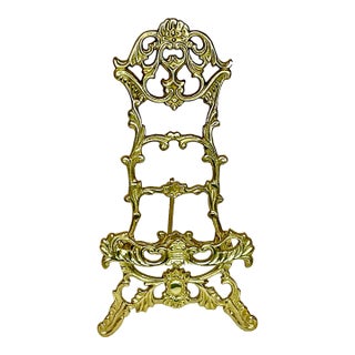 Vintage Baroque Hollywood Regency Brass Tabletop Easel For Sale