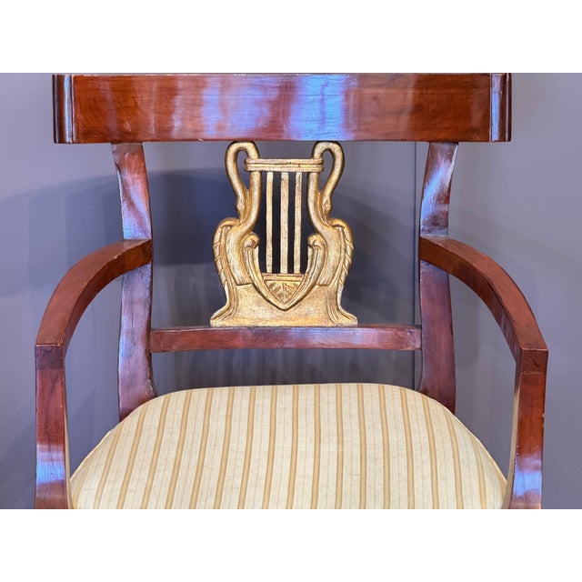 Set of Ten Italian Neoclassical Parcel Gilt Walnut Dining Chairs For Sale - Image 14 of 14