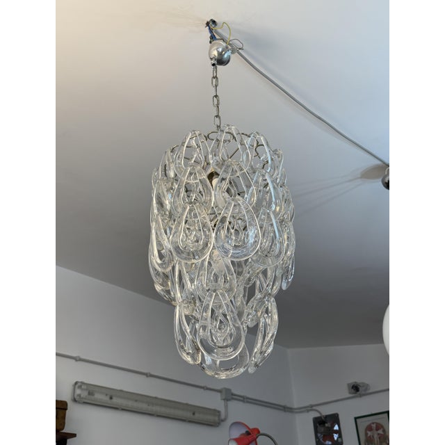 Five-Light Murano Glass Pendant Light by Angelo Mangiarotti for Vistosi, 1967 For Sale - Image 8 of 11