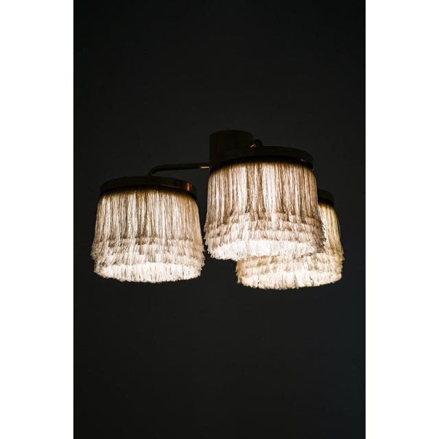 Vintage Ceiling Lamps in Brass and Silk by Hans-Agne Jakobsson, 1960s, Set of 2 For Sale - Image 6 of 7