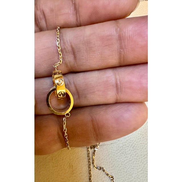 Adjustable 16-18", 18 Karat Yellow Gold LOVE pendant, half-paved, 5.4 Gm For Sale - Image 18 of 18