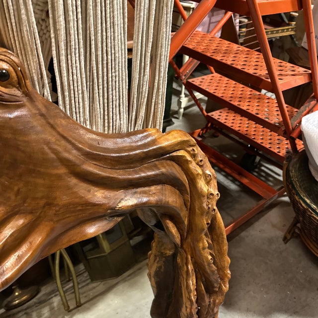 1970s Large Octopus Mirror Hand Carved Wood For Sale - Image 9 of 11