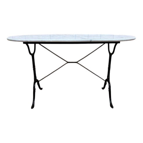 Bistro Table with Oval Marble Top For Sale