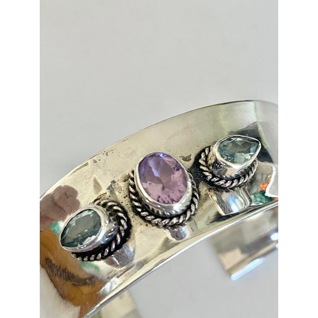 Sterling Silver Bracelet With Amethyst and Topaz For Sale - Image 15 of 17