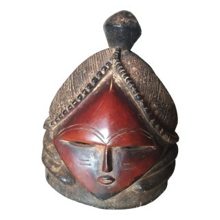 African Mende Double-Sided Janus Wood Helmet Mask, Sierra Leone, 1960s For Sale
