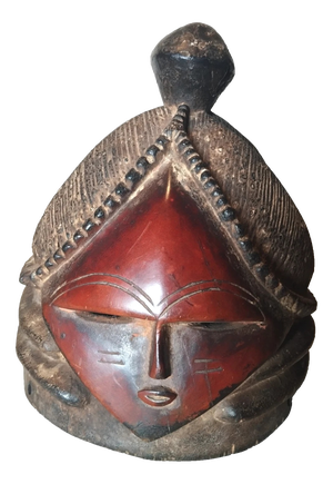 African Mende Double-Sided Janus Wood Helmet Mask, Sierra Leone, 1960s