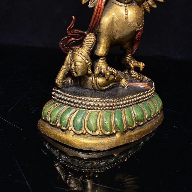 Bronze Late 19th Century Gilt Bronze Garuda Statue, Mythical Bird Figure, 700g For Sale - Image 8 of 9
