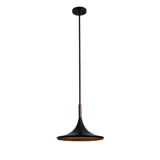 Lodi Pendant Light 10"d Small - Matte Black, Walnut For Sale - Image 4 of 8