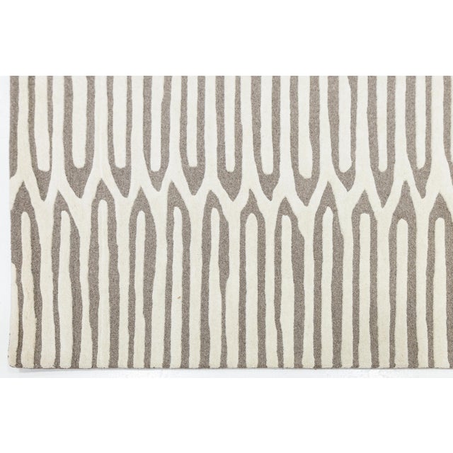 Cream 8x10 Modern Geometric Hand-Tufted Wool Area Rug - Neutral Taupe & Cream For Sale - Image 8 of 10