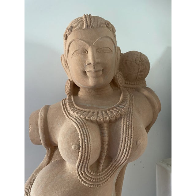 1990s 1990s Bust Lady Sculpture Statue Vintage Hand Carved Stone Decor Art Collectible For Sale - Image 5 of 12