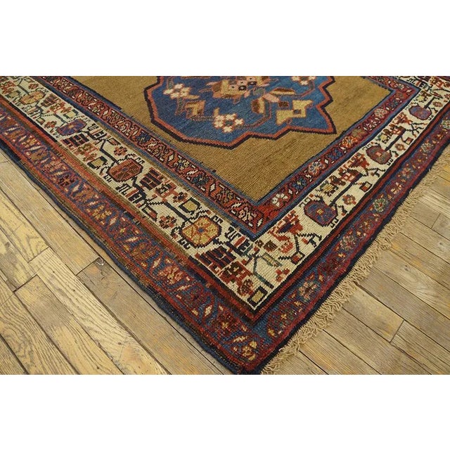 Exceptional Brown-Sienna Color and Multi Color Border With Geometric Pattern Antique Persian Bijar Rug For Sale In New York - Image 6 of 6