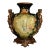 Vintage Neoclassical Ceramic Amphora Vase Lyre Floral Gilt Figural Urn 15” For Sale