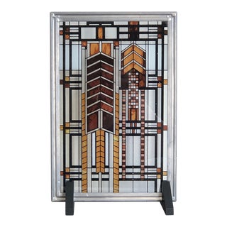 Vintage Frank Lloyd Wright Foundation Arts & Crafts Art Glass Panel For Sale