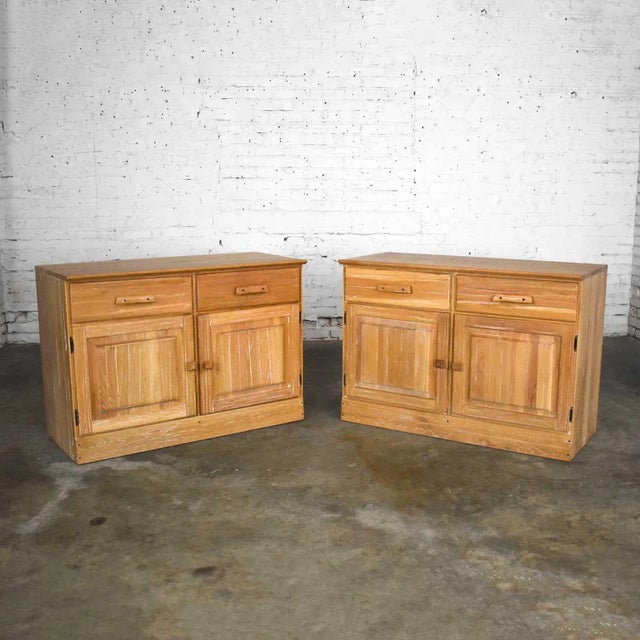 Mid 20th Century Rustic Small Credenzas or Buffet Cabinets Ranch Oak by A. Brandt Company, a Pair For Sale - Image 13 of 13