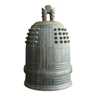 Antique Japanese Bronze Temple-Style Bell / Taisho-Showa / Hanging Bell, Patina For Sale