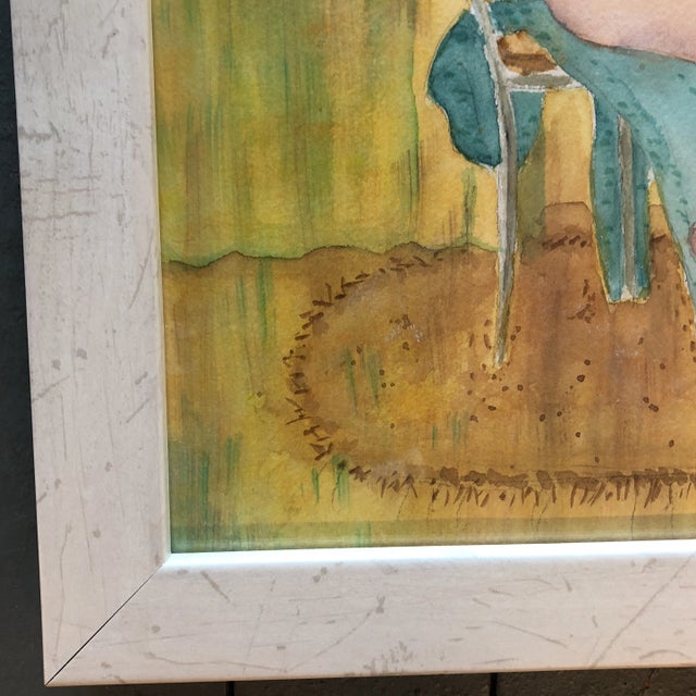 Original Vintage Fun Female Nude Watercolor For Sale - Image 4 of 6