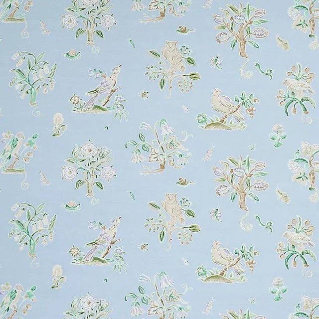 Schumacher Sample - Schumacher Magical Menagerie Wallpaper in Sky For Sale - Image 4 of 4