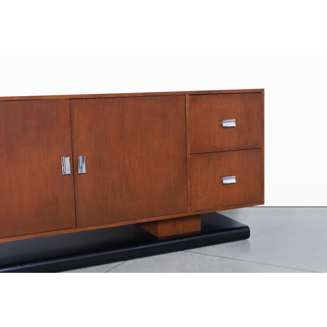 Vintage Custom-Made Walnut Credenza For Sale - Image 4 of 12