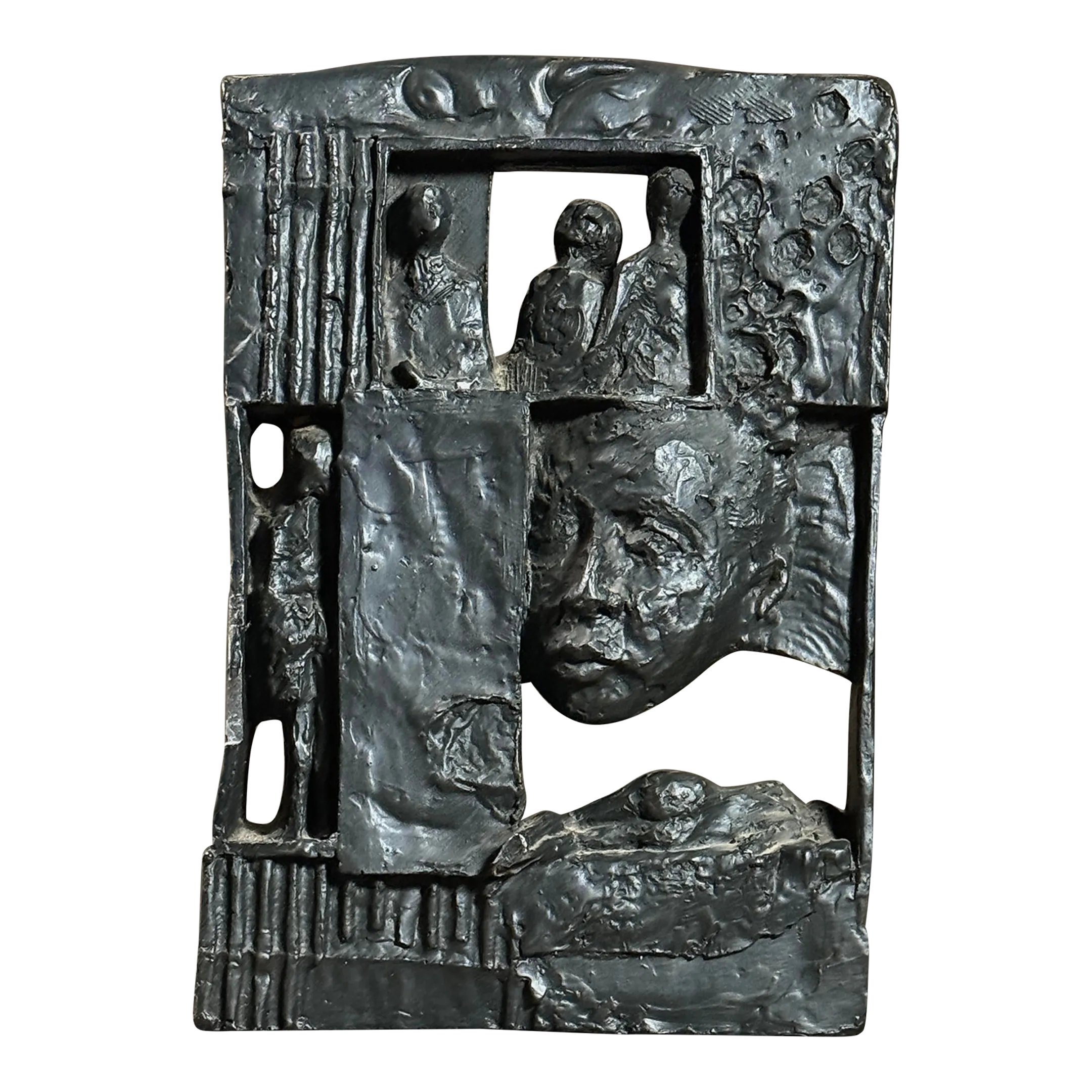 Vintage Expressionist Modern Bas-Relief Figurative Sculpture