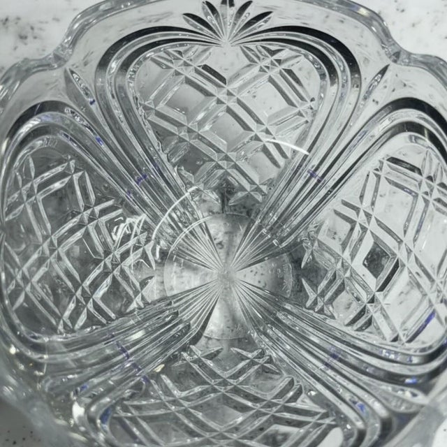 Glass Vintage Contemporary Fostoria Crystal Pineapple Criss Cross Fan Bowl For Sale - Image 7 of 8